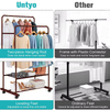 OEM & ODM Factory Metal Clothing Rack with Wheels Double Rails 110 LBS Capacity Indoor Use for Bedroom Bathroom Clothes Storage