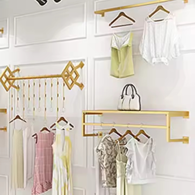 Clothes Shop Display Rack Standing Clothing Rack Decorative Metal Garment Rack with Storage Shelf Waterproof Bathroom Wardrobe