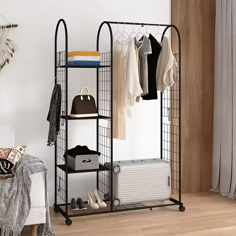 Custom Clothes Storage Hanger Rack Luggage Storage Rack Gold and White Coat Hangers Bedroom Floor Drying Rack