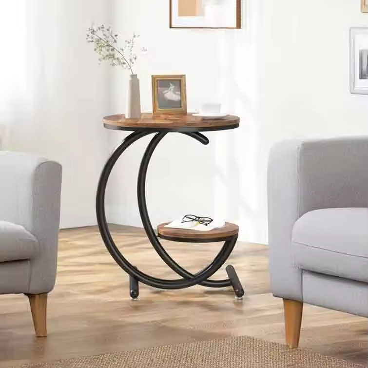 White Gold Metal Coffee Table Two End Side Tables for Indoor Outdoor Use for Living Room Hotel Dining for Sofa Bedside Bedroom