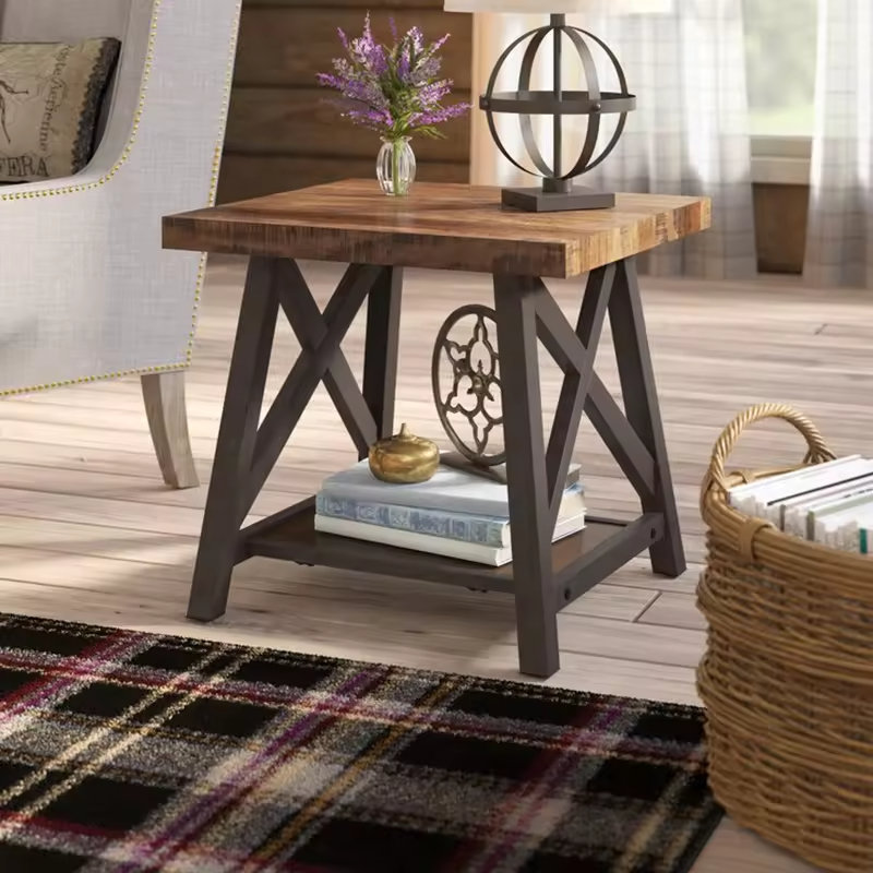 Custom Contemporary 2-Tier End Table Antique Style for Living Room Bedroom Dining Balcony Hotel Use for Apartment