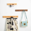 Modern Black Walnut Wooden Rectangle Coat Hook Key Storage Rack Punch-Free Wall Hanging Durable Space-Saving Home Decor Door