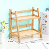 Modern Rectangle Bamboo Plant Stand with Ladder Display 2-Tier for Home Flower Pot Display