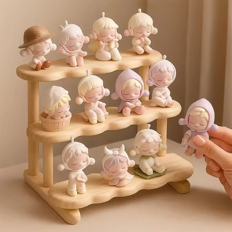 3-Tier Solid Wood Modern Display Shelf Model 20251010 for Home Cafe Use Store Showcase Perfumes Action Figures Black