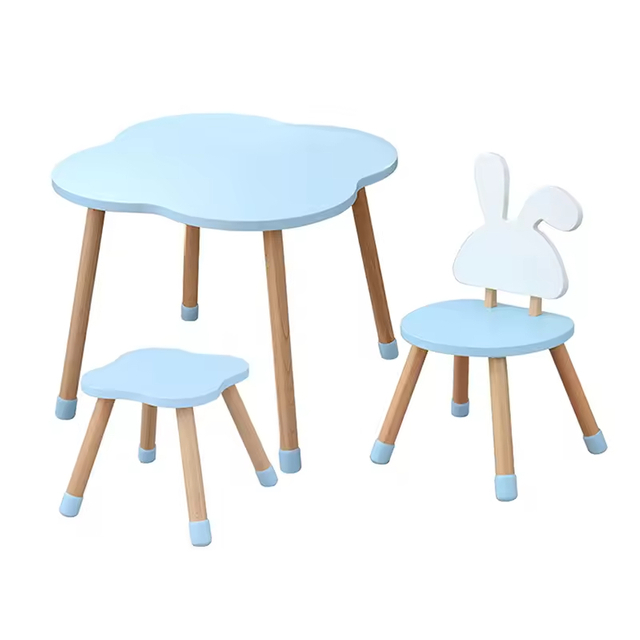 Children Bedroom Furniture Modern Durable Wood Study Reading Table for Kids Party and Chairs