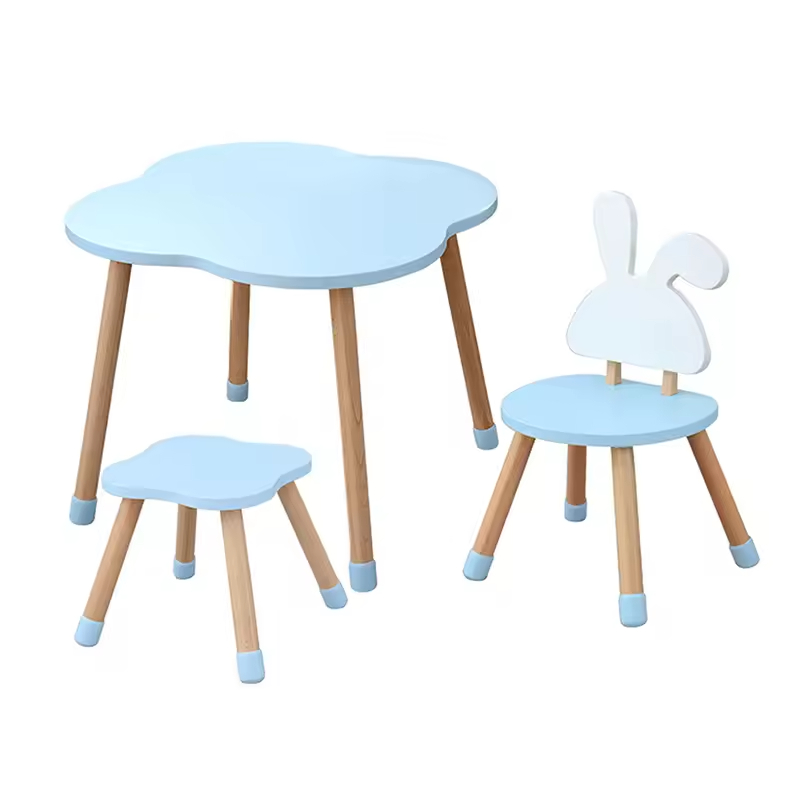 Children Bedroom Furniture Modern Durable Wood Study Reading Table for Kids Party and Chairs