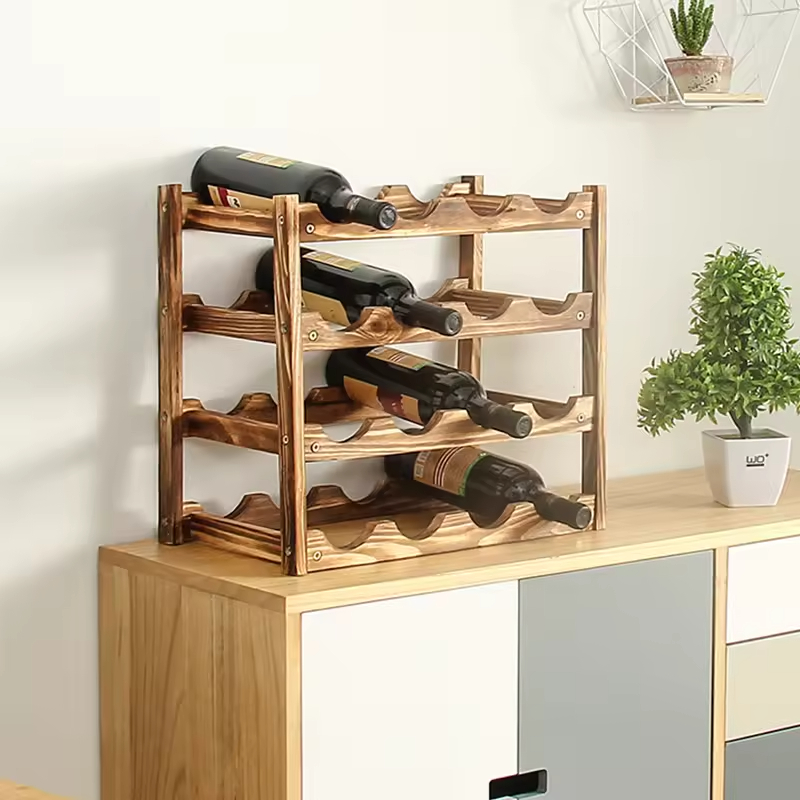 Rustic Wine Rack Wood Wine Bottle Rack Organizer Wooden Wine Storage Display Holder
