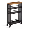 Modern Design OEM/ODM Rolling Storage Cart with Antique Color Steel Wood Three Layer Storage Table with Drawers