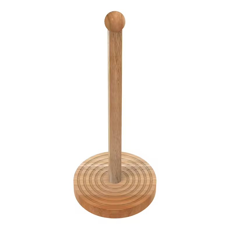 Kitchen Wooden Paper Towel Holder Freestanding Non Drilling Napkin Storage Rack Lazy Cloth Stand Kitchen