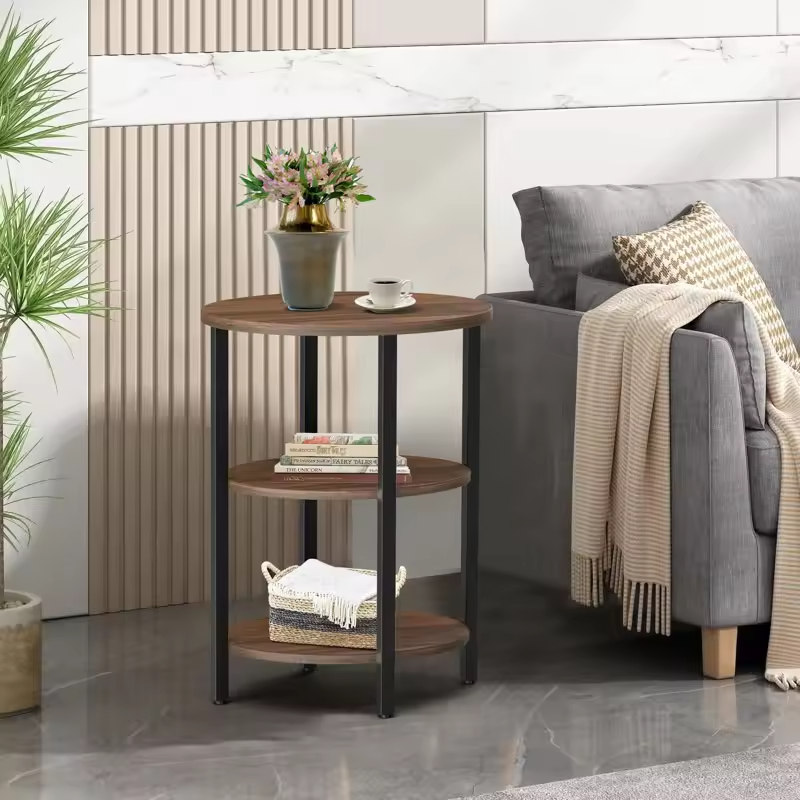 ODM OEM 3-Tier Storage Side Table round Coffee Table for Home Office & Living Room Workshop Furniture End Table