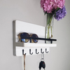 Wall Mounted Mail Bill Rack Woodenkey Holder for Wall with Shelf for Home with 5 Hooks