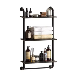 Custom 3-Tier Floating Kitchen Shelves Factory Wall Mounted Pipe Shelving Rotating Design for Coffee Living Room Wardrobe Tool