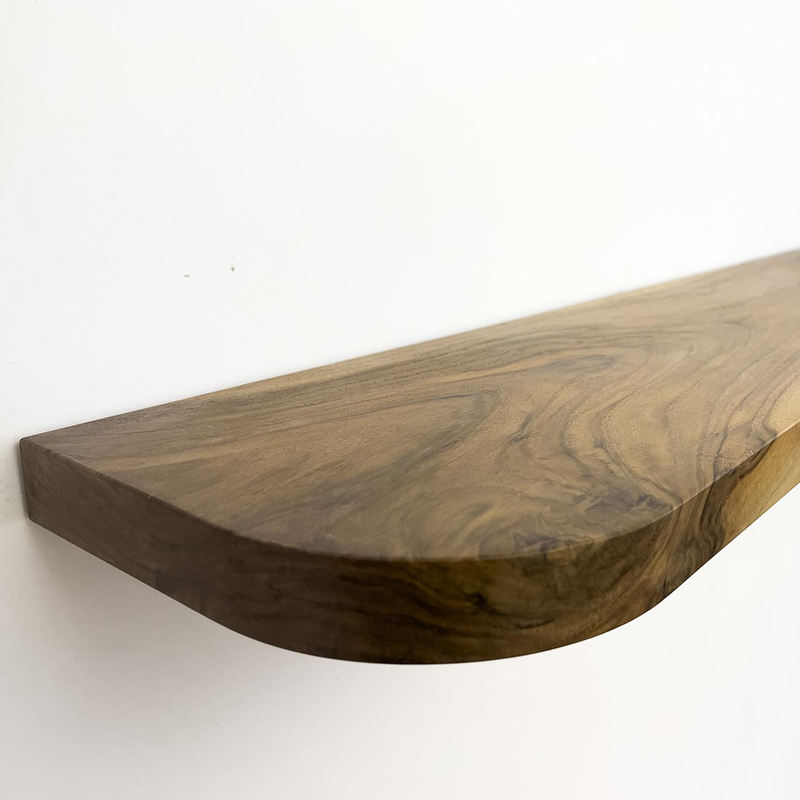 Custom Durable Space-Saving Modern Rectangle Live Edge Hardwood Shelves Bathroom Kitchen Rack Bracket Long Book Floating Shelf