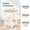 Factory ODM&OEM White MDF Accent Square End Table with 3-Tier Side Table Metal Frame Modern Bedroom Side Table Nightstands