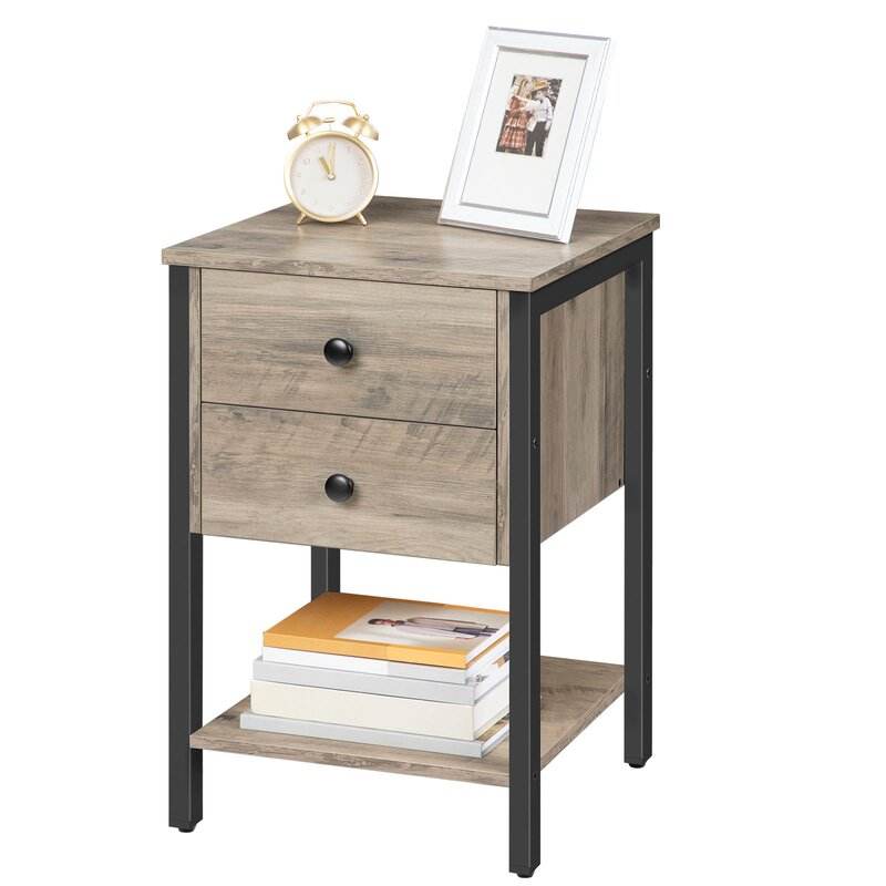 Custom ODM OEM Livingroom Guestroom Office Bedroom Sofa Corner Side Table End Table With2 Drawer 1shelf Nightstand Side Table