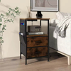 OEM&ODM Convertible Modern Bedroom Nightstand with 2 Drawers Charging Station Wooden and Metal End Table Small Nightstand