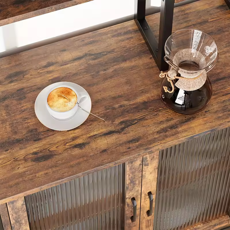 Large Capacity 5-Layer Metal Wooden Kitchen Storage Rack with Three Baskets Custom Factory Oven Rack for Kitchen Islands & Carts