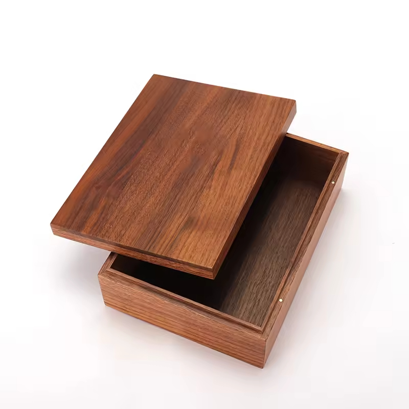 Walnut Wooden Modern Custom Storage Gift Box with Lid Durable & Space Saving Home Decoration Packaging for Jewelry Chocolate