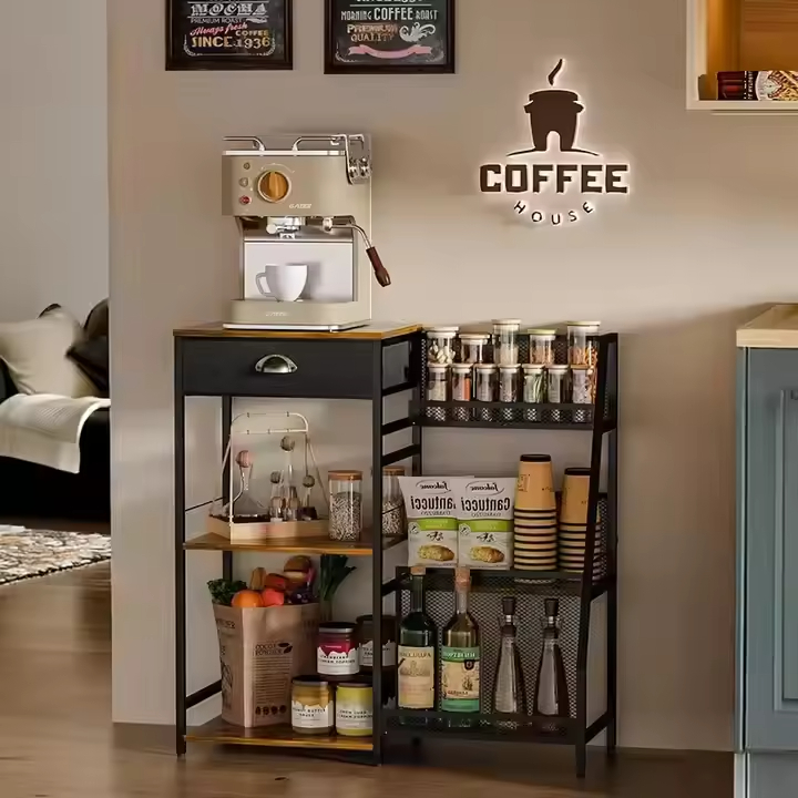 Commercial Double Tier Coffee Storage Cabinet with Eco-Friendly Multifunctional Design Modern Style for Home Office and Bar Use