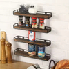 Manufacturer Custom 5-Jar Solid Wood Spice Rack Set with Wall Mounted Storage Solid Wood Metal Frame for Kitchen Islands & Carts