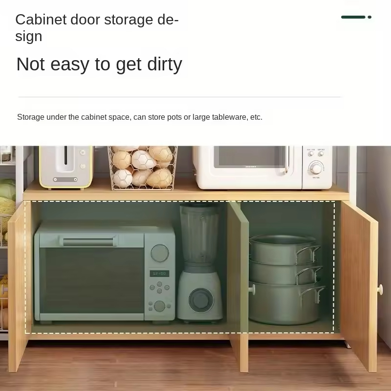 Factory Custom Large Capacity Metal and Wooden Kitchen Storage Rack with Three Baskets Kitchen Storage Shelf Oven Rack