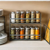 Hot-Selling Eco-Friendly Carbon Steel Floor Type Single-Tier Seasoning Rack Home Kitchen Storage Shelf Organizer with Spice Rack