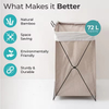 Factory Custom Double Tier Foldable Waterproof Steel & Polyester Wood Bathroom Laundry Hamper with Removable Design