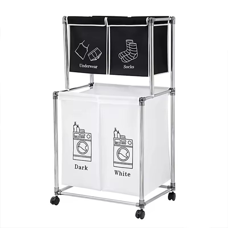 Factory Custom Steel & Oxford Fabric Waterproof Strong Load-Bearing Laundry Hamper for Bathroom and Bedroom Clothing Storage