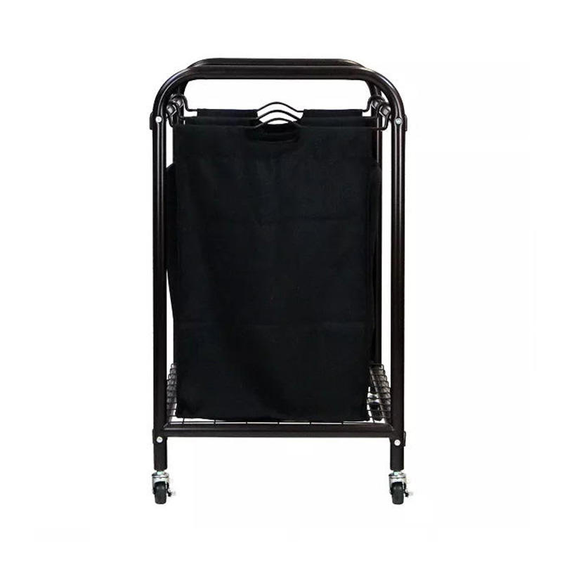 ODM OEM Household Rolling Laundry Hamper 2-Bag Storage Box for Bathroom or Living Room Customizable with Wheels