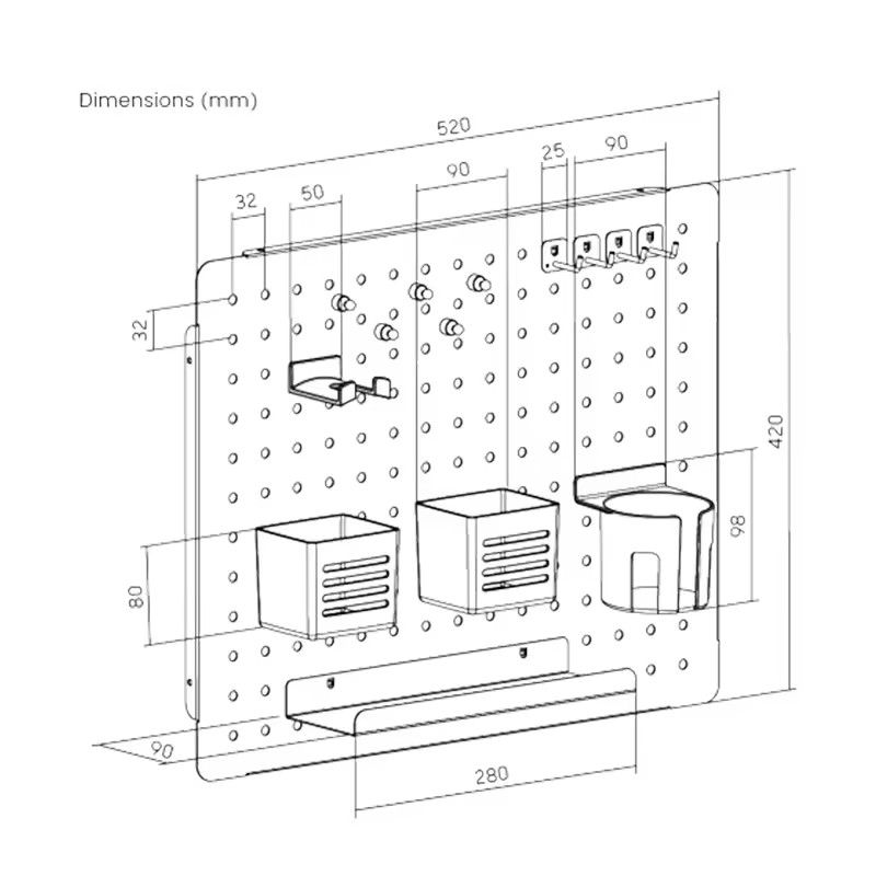 Customized Multi-Function Magnetic Wall-Mounted Pegboard Spice Organizer Detachable Storage Kits Punch-free Kitchen Storage Rack