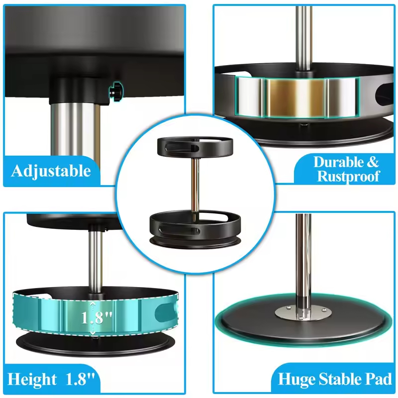 Factory Custom Kitchen Storage Rack Freestanding with Adjustable Racks 2-Layers Round Kitchen Stainless Steel Storage Rack