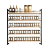 Custom 5-Tier Hanging Spice Rack Organizer Multi-Functional Steel-Wood Spice Storage Holder 5-Tier Hanging Spice Rack