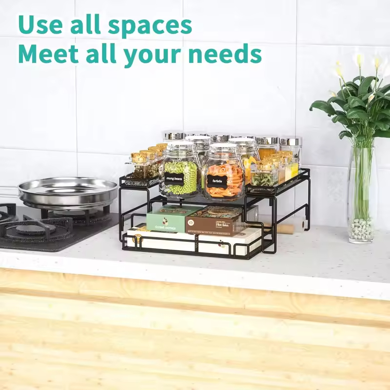 Manufacturer Custom 5.5'' H X 13.6'' W X 10'' D Freestanding Stainless Steel Spice Rack Adjustable Kitchen Islands & Carts
