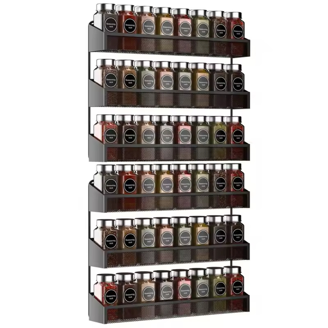 Customizable 6-Layer Stainless Steel Wall-Mounted Kitchen Storage Rack Factory Adjustable Spice Rack