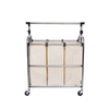 Factory Custom Hot-selling Laundry Basket Foldable Metal Bathroom Cabinets in Laundry Rolling 3-Bag Steel Laundry Sorter