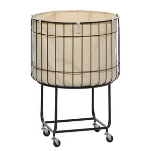 Hot-selling OEM&ODM Rectangle Home Slim Rolling Laundry Basket Hamper Metal Deep Set Wire Basket Storage Cart with Wheels