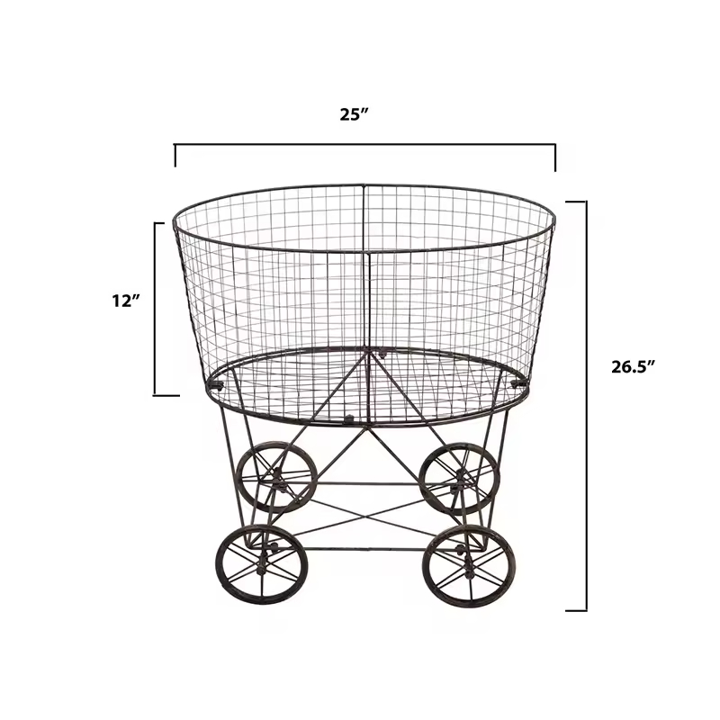 ODM OEM Laundry Basket with Wheels Laundry Hamper Cart Iron Laundry Basket