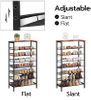 Custom 8-Tier Industrial Rustic Brown Metal Shoe Rack Organizer Sturdy Large Capacity Living Room Shoe Storage