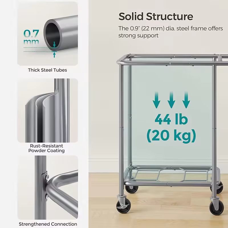 Collapsible Rolling Laundry Basket with Removable Wash Bag Kitchen Household Goods for Food and Tableware Wheels Included