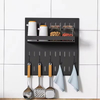 Customized Large-Capacity Stainless Steel Magnetic Black Seasoning Rack Detachable Multi-Function Spice Holder for Kitchen for