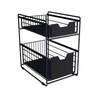 Customized Black Stackable Cabinet Storage Rack Wooden Metal 2 Set with Double Tiers for Kitchen & Living Room Organizer