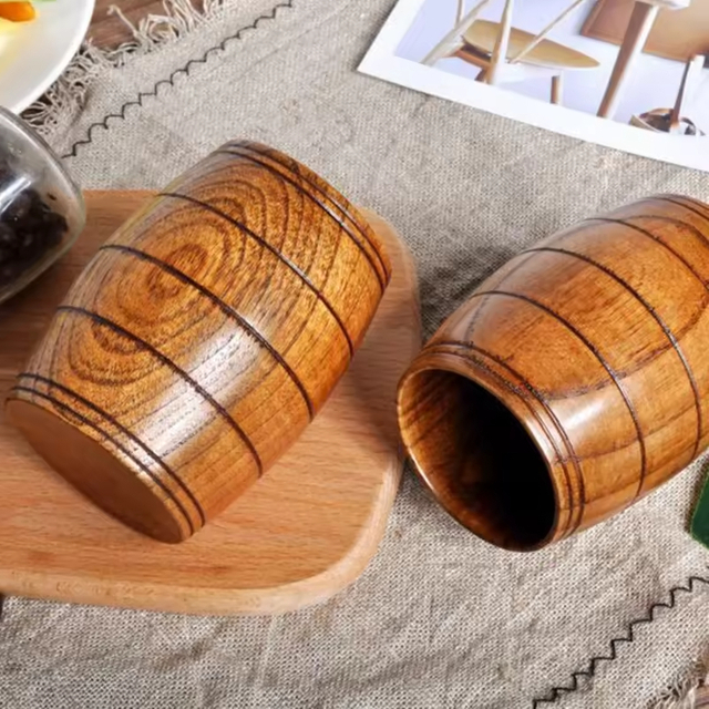 Wooden Modern Rectangle Tankard Stein Mug Huina Plated for Men Women Durable Customizable Color Gift Travel Drinking Home