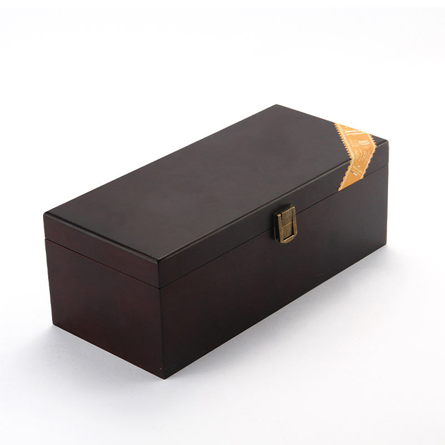 Black Modern Rectangle Wooden Storage Box with Lock for Gift Packaging Durable & Space-Saving Digital Printing