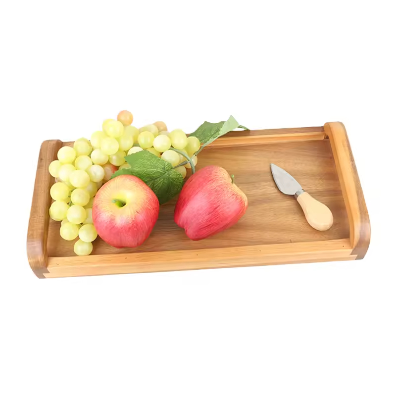 Acacia Wood Modern Durable Rectangular Serving Plate with Customizable Color for Home Kitchen Decorative Trays