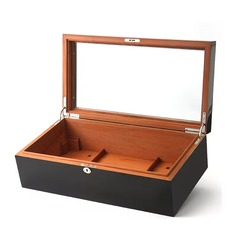 Solid Wood Lacquer Cigar Humidor Box Case Modern Style Home Decor Customizable Color Durable Space-Saving Huina Brand Rectangle