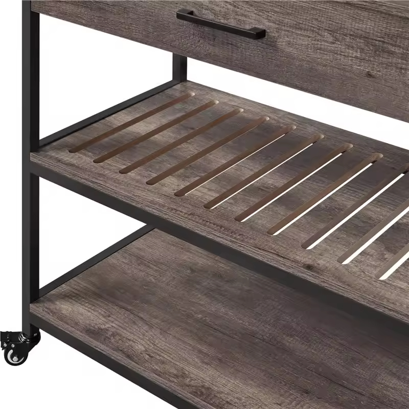Factory Customize Kitchen Storage Racks with Two Open Shelves and Single Drawer Towel Rack Shelves Kitchen Island