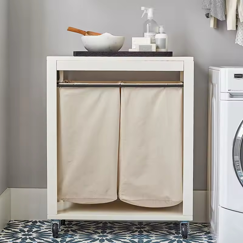 ODM OEM Canvas Laundry Basket with Wheels Laundry Hamper Cart Laundry Basket