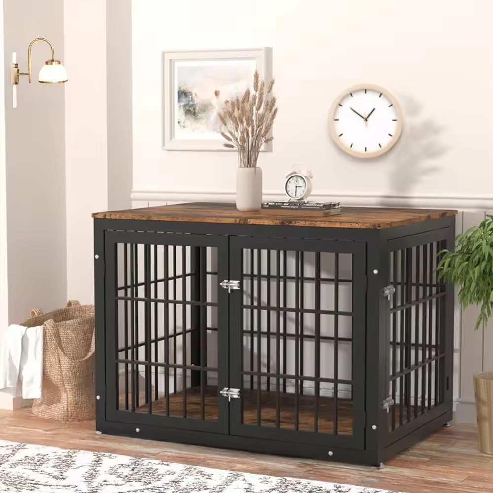ODM&OEM Heavy Duty Vintage Dog Crate Wooden Kennel End Table Sustainable Storage Racks Indoor