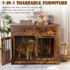 OEM & ODM Antique Color Steel Wood Dog Crate Furniture Standing Type Dog Cage with Drawers and Cleaning Tools