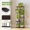Factory Customized Multi-Tier Indoor Metal Wood Tree Shape Plant Stand Black Anti- Rust Rectangular Corner Plant Stand Indoor